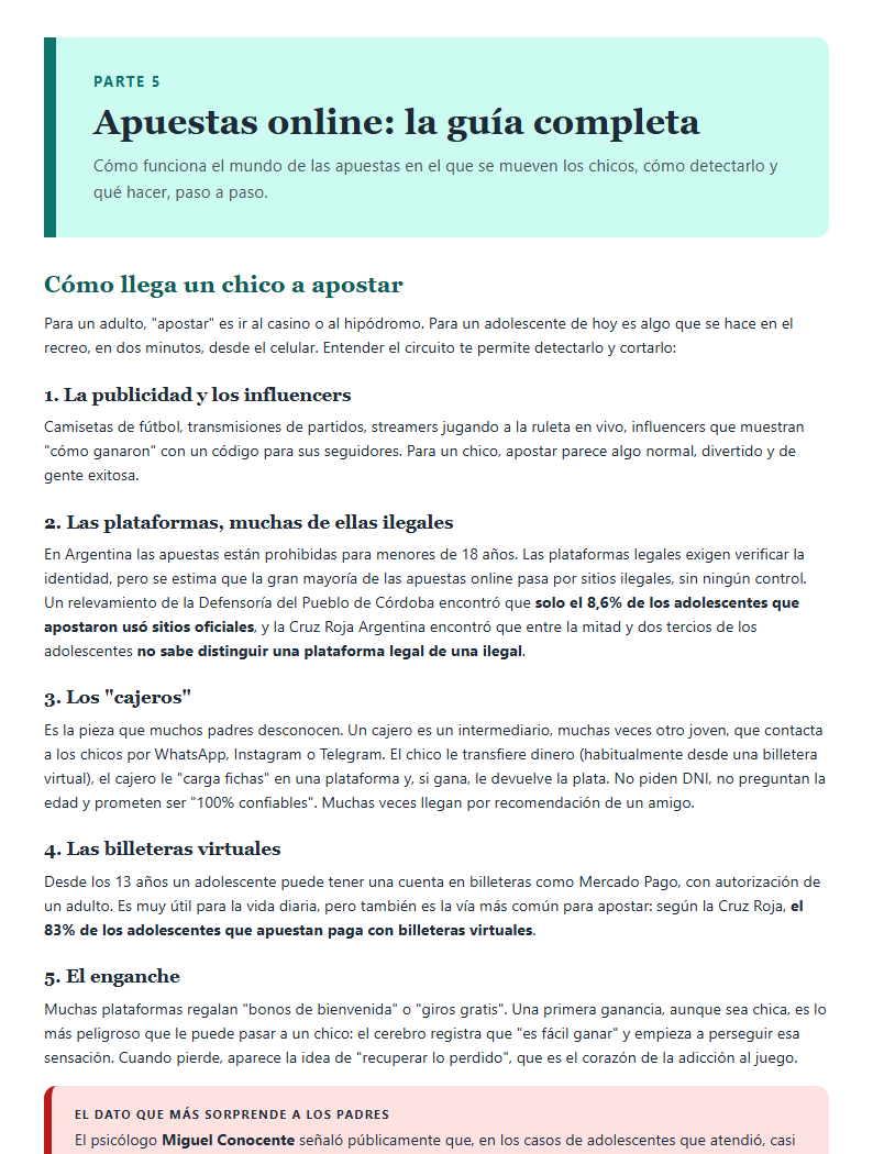 Página de la guía sobre apuestas online